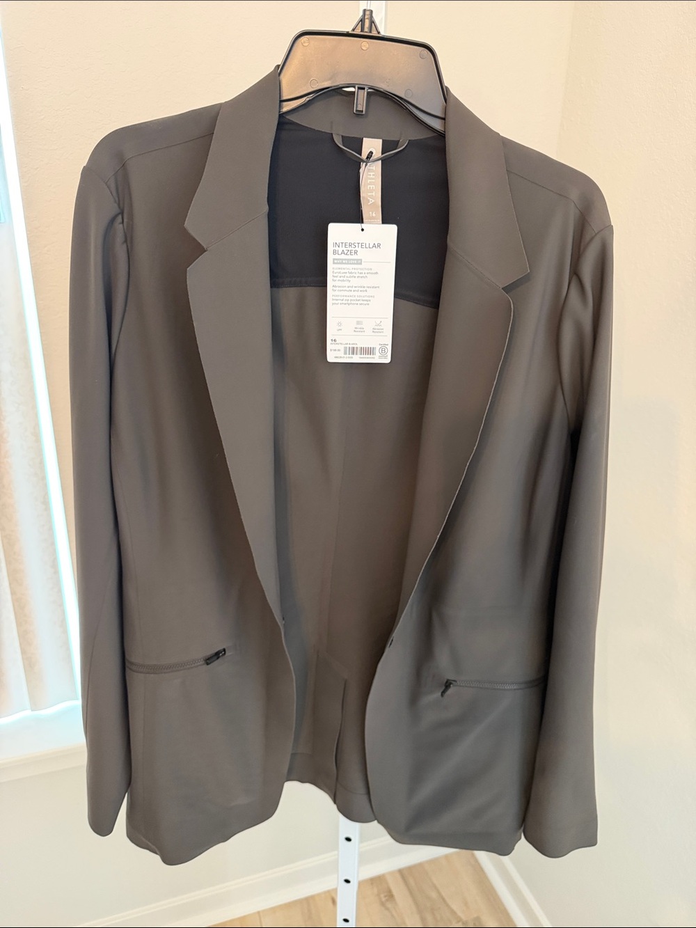 Athleta Interstellar Blazer - Olive Gray Open-Front Jacket